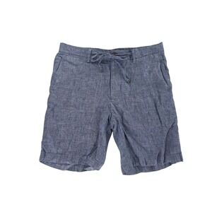 Murano Baird McNutt Linen Shorts Mens 30 Blue Alex Fit Drawstring Chambray Style